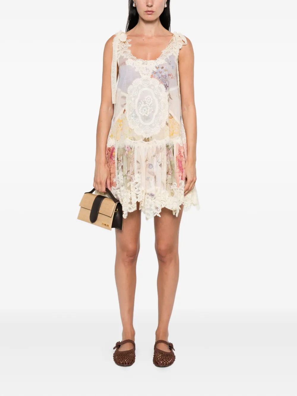 ZIMMERMANN Cascadian mini-jurk met kant - Paars