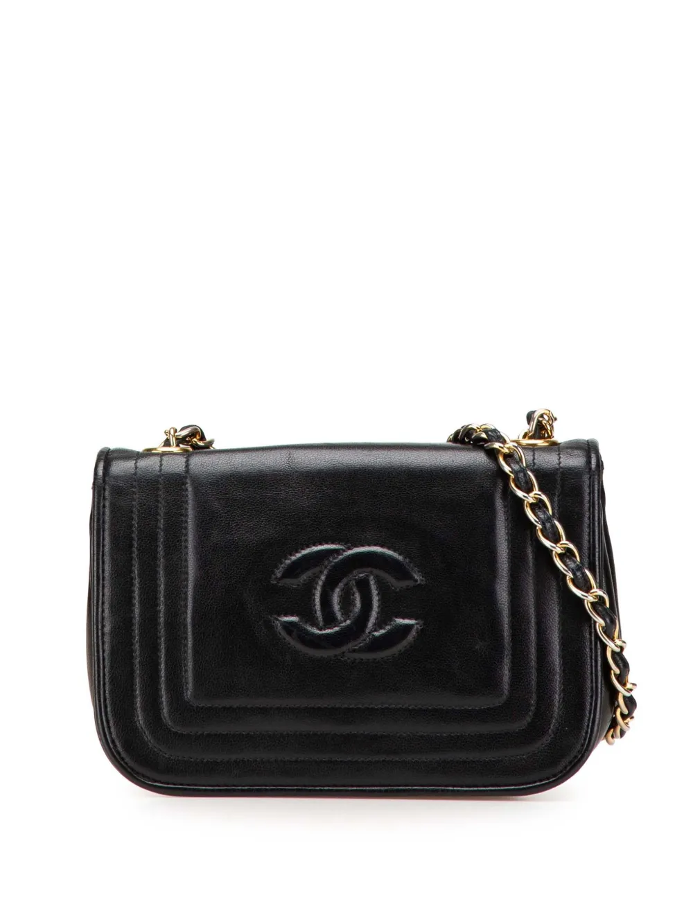 CHANEL Pre-Owned 1986-1988 ココマーク ステッチ ラムスキン フラップ ショルダーバッグ - ブラック CHANEL Pre-Owned 1986-1988 ココマーク ステッチ ラムスキン フラップ ショルダーバッグ - ブラック
