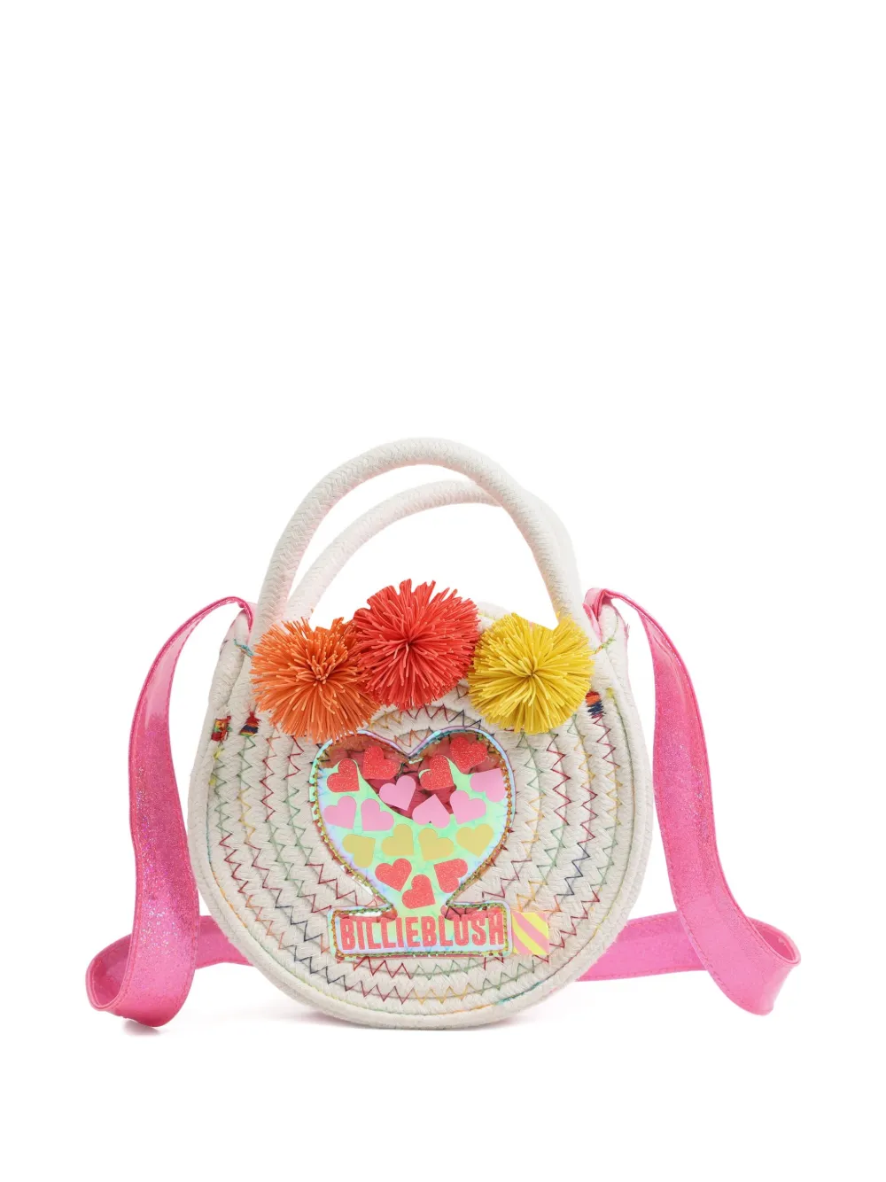 Billieblush Schoudertas met pompon en regenboogstiksel Wit