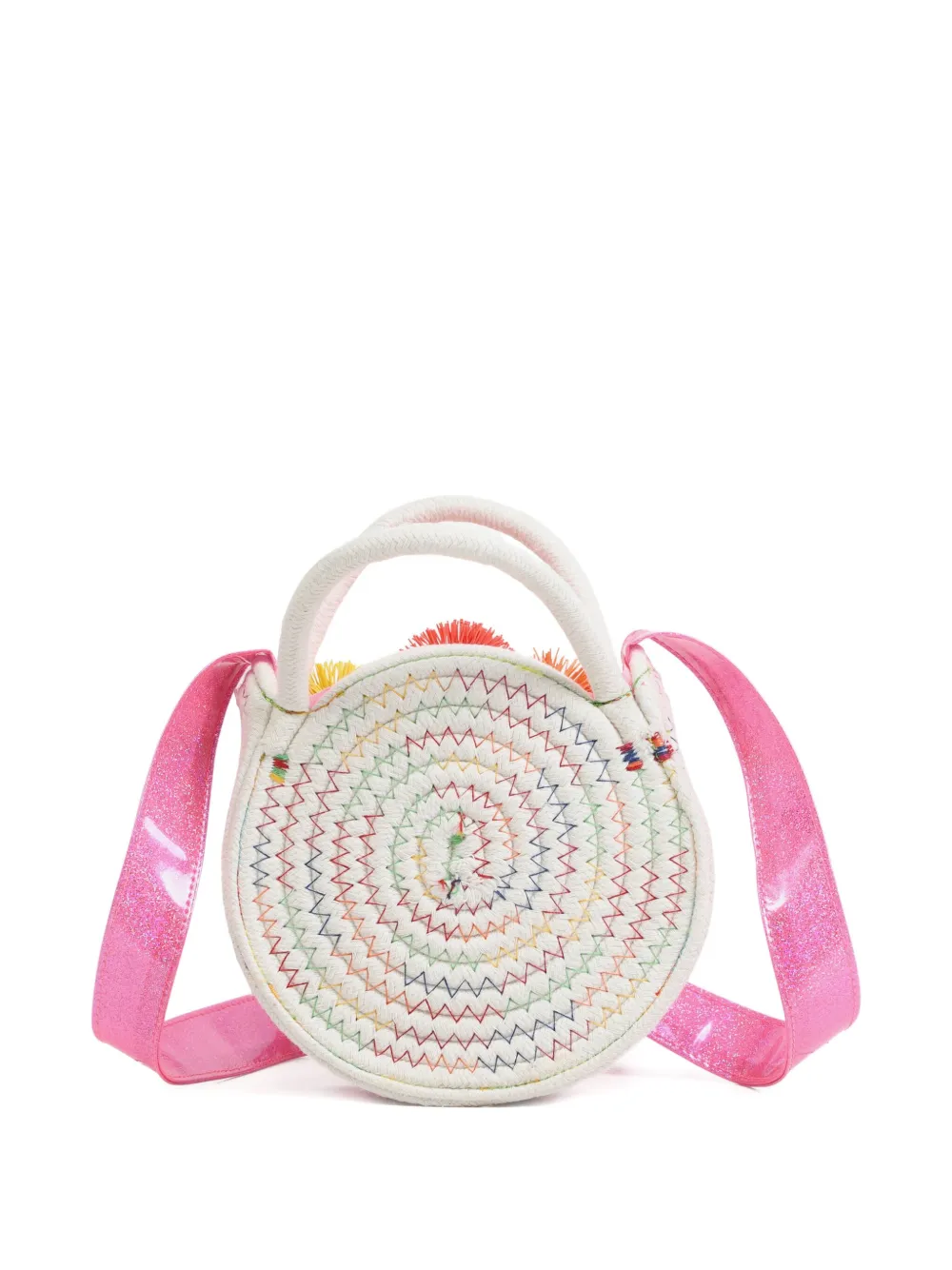Billieblush Schoudertas met pompon en regenboogstiksel Wit