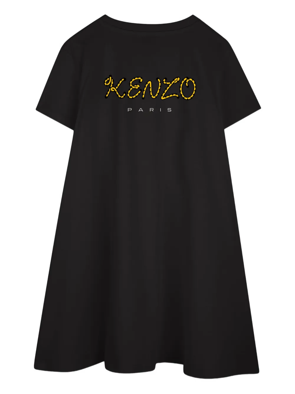 Kenzo Kids tiger-embroidered short-sleeved dress Zwart