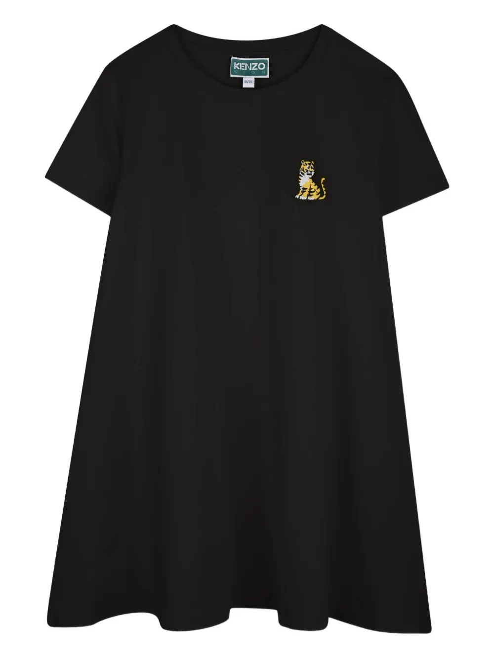 Kenzo Kids tiger-embroidered short-sleeved dress Zwart