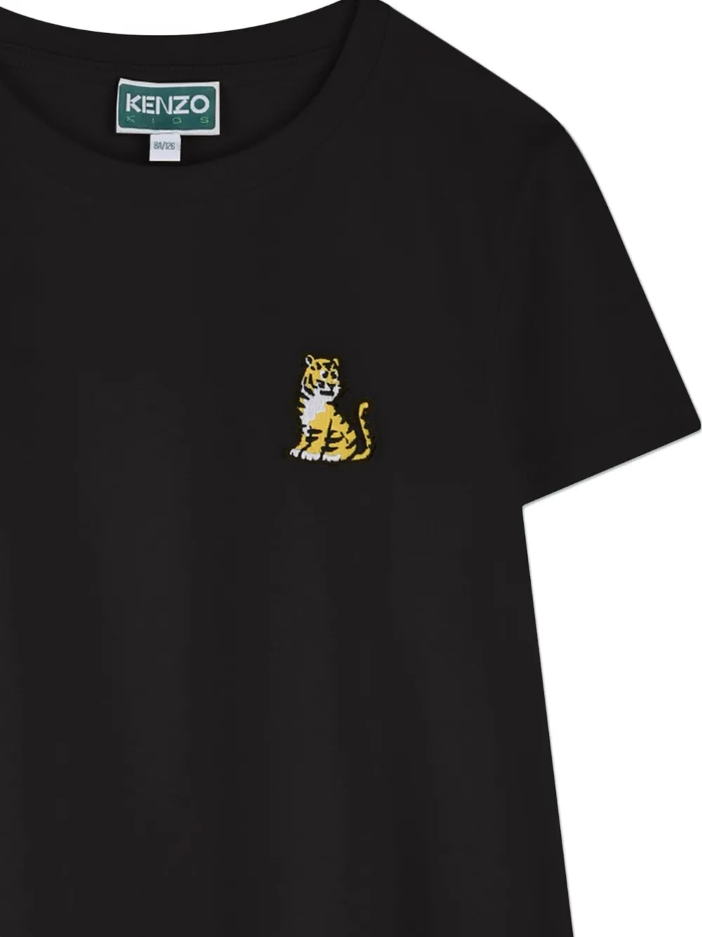 Kenzo Kids tiger-embroidered short-sleeved dress Zwart