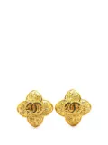 CHANEL Pre-Owned 1996 Gold Plated CC Clover Clip On Earrings costume earrings