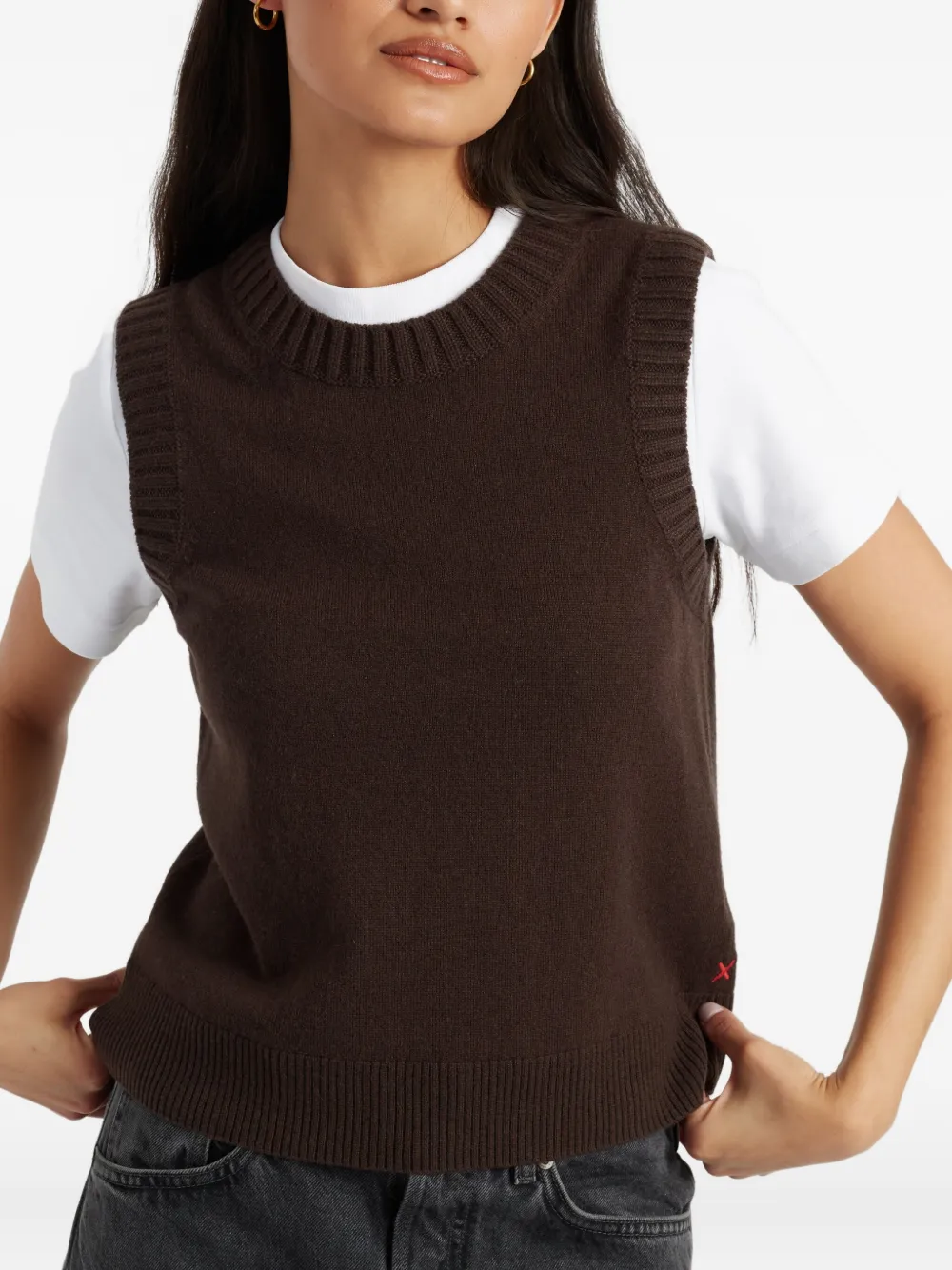 Chinti & Parker Wool Blend Sleeveless Knitted Vest In Brown
