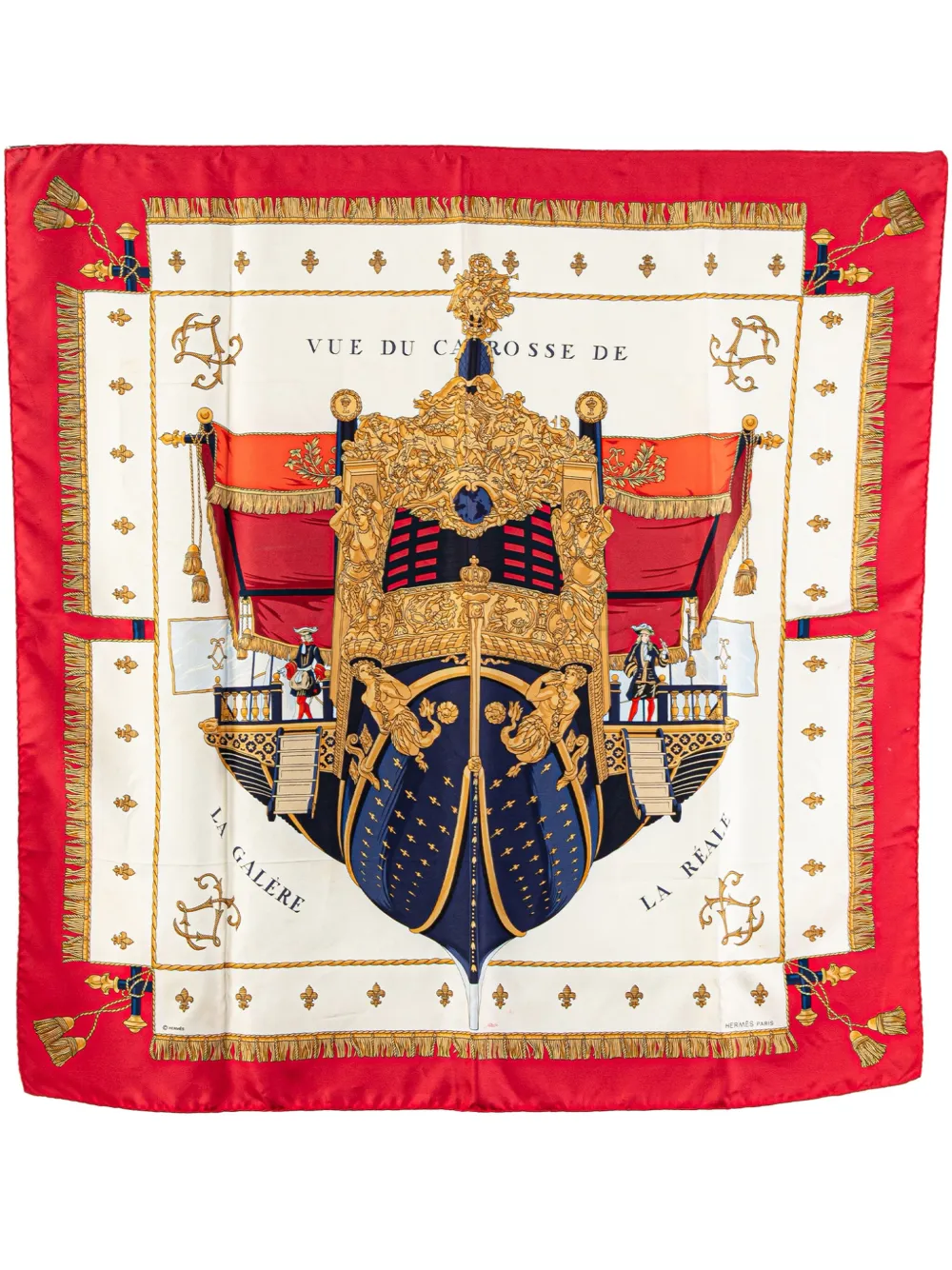 Hermès Pre-Owned 20th Century Vue Du Carosse De La Galere La Reale Silk Scarf scarves | Red | Image 1