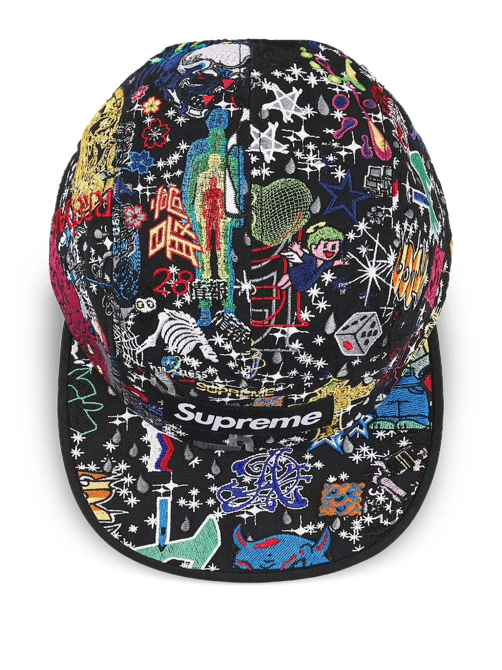 Supreme "SS25-Black" pet met AOI-borduurwerk Zwart