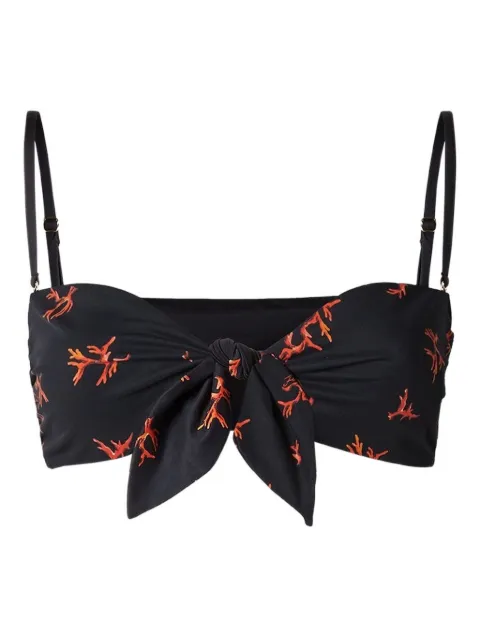 FENDI coral-print tie-front bikini top