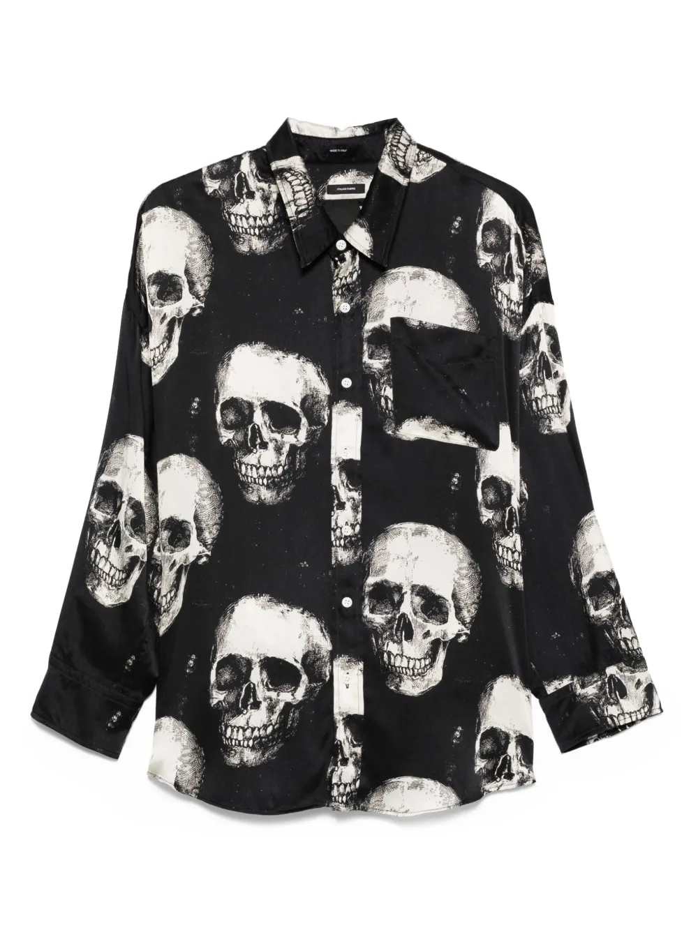 skull-print silk shirt