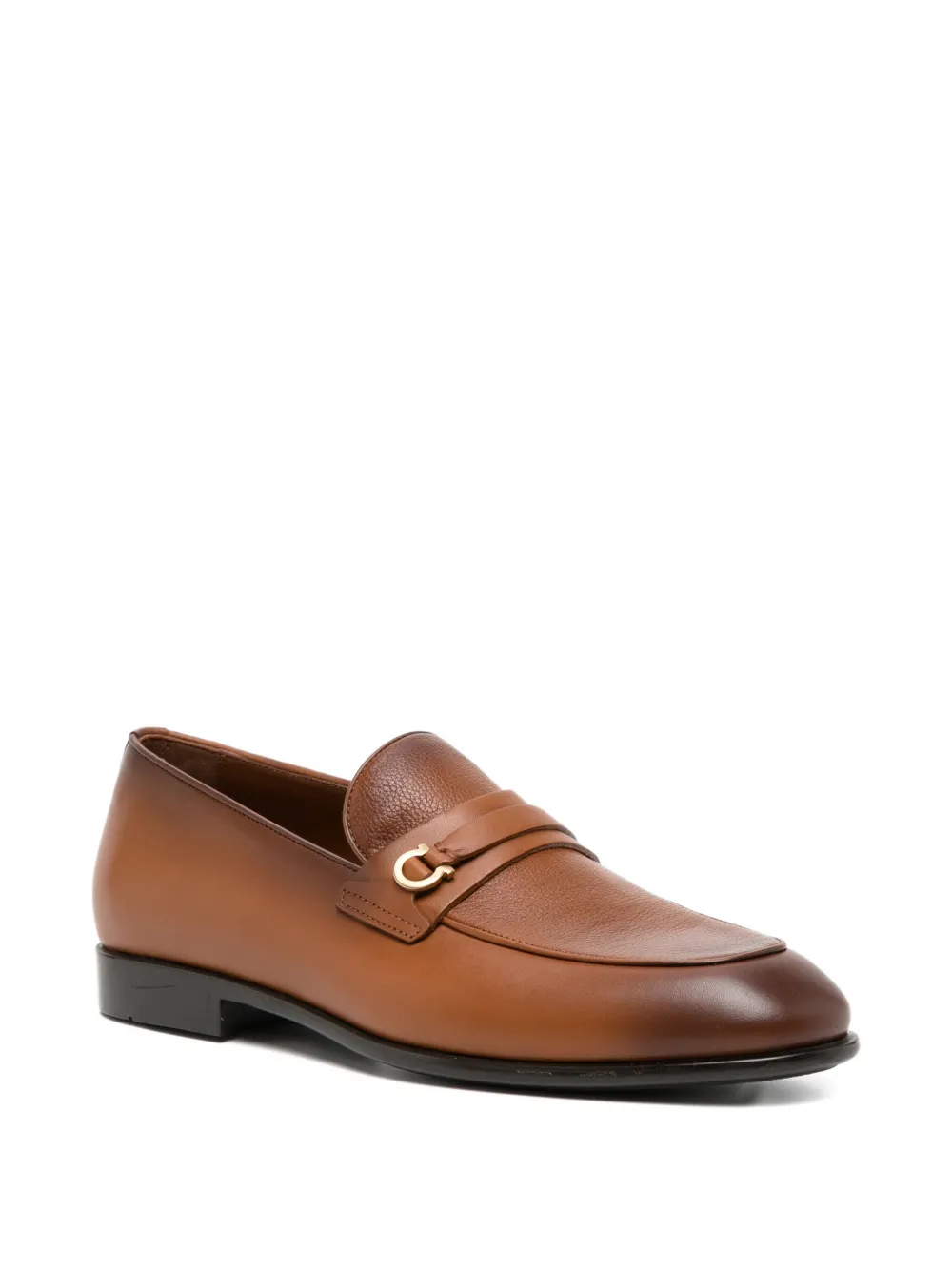 Ferragamo logo-buckle leather loafers Brown