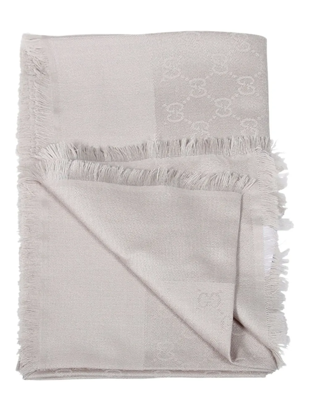 Gucci GG pattern fringed scarf Grijs