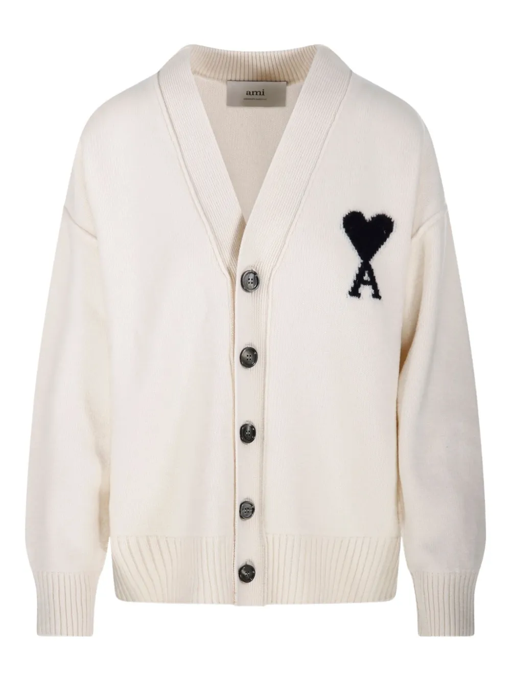 AMI Paris Vest met intarsia logo Wit