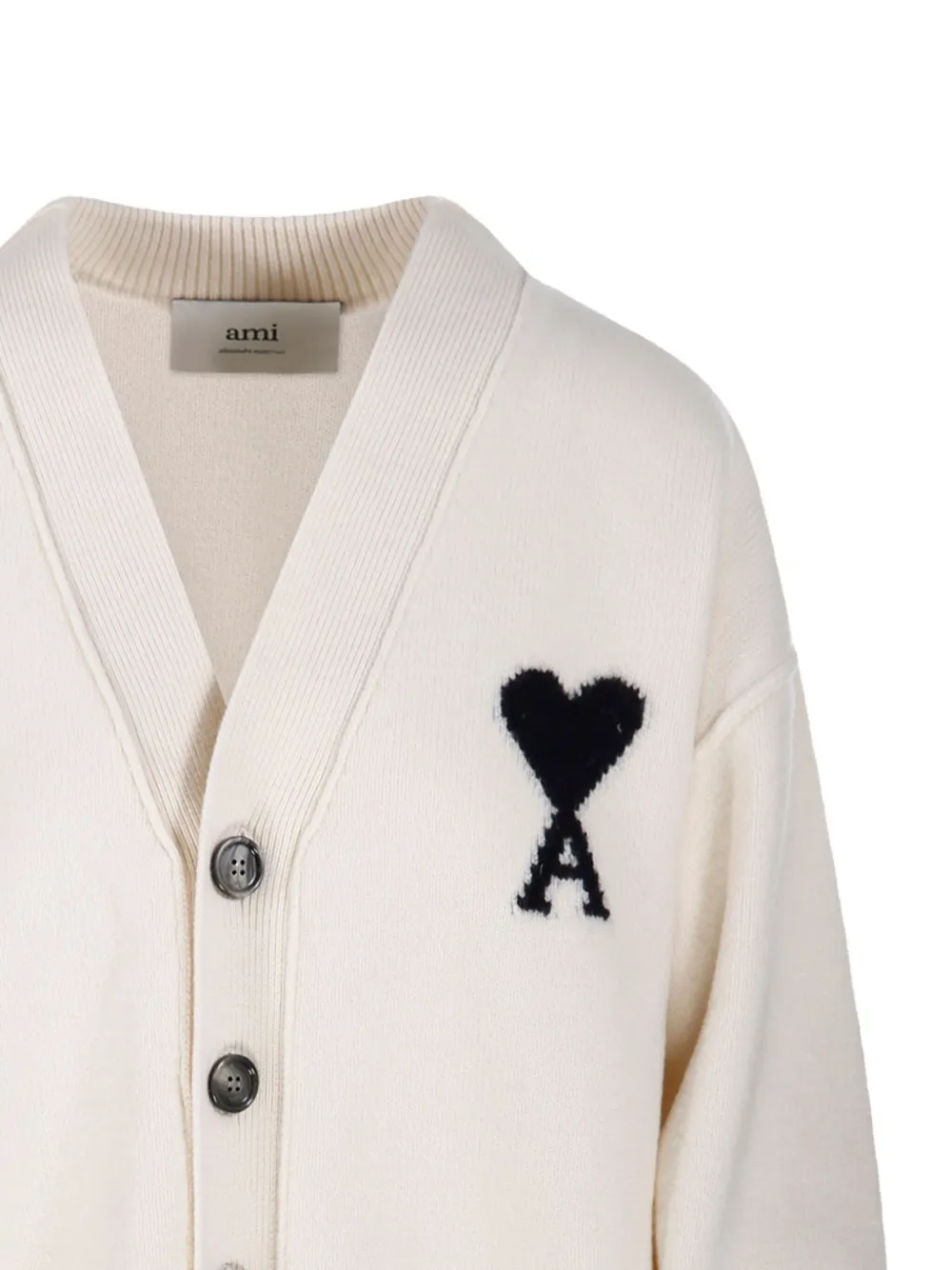 AMI Paris Vest met intarsia logo Wit