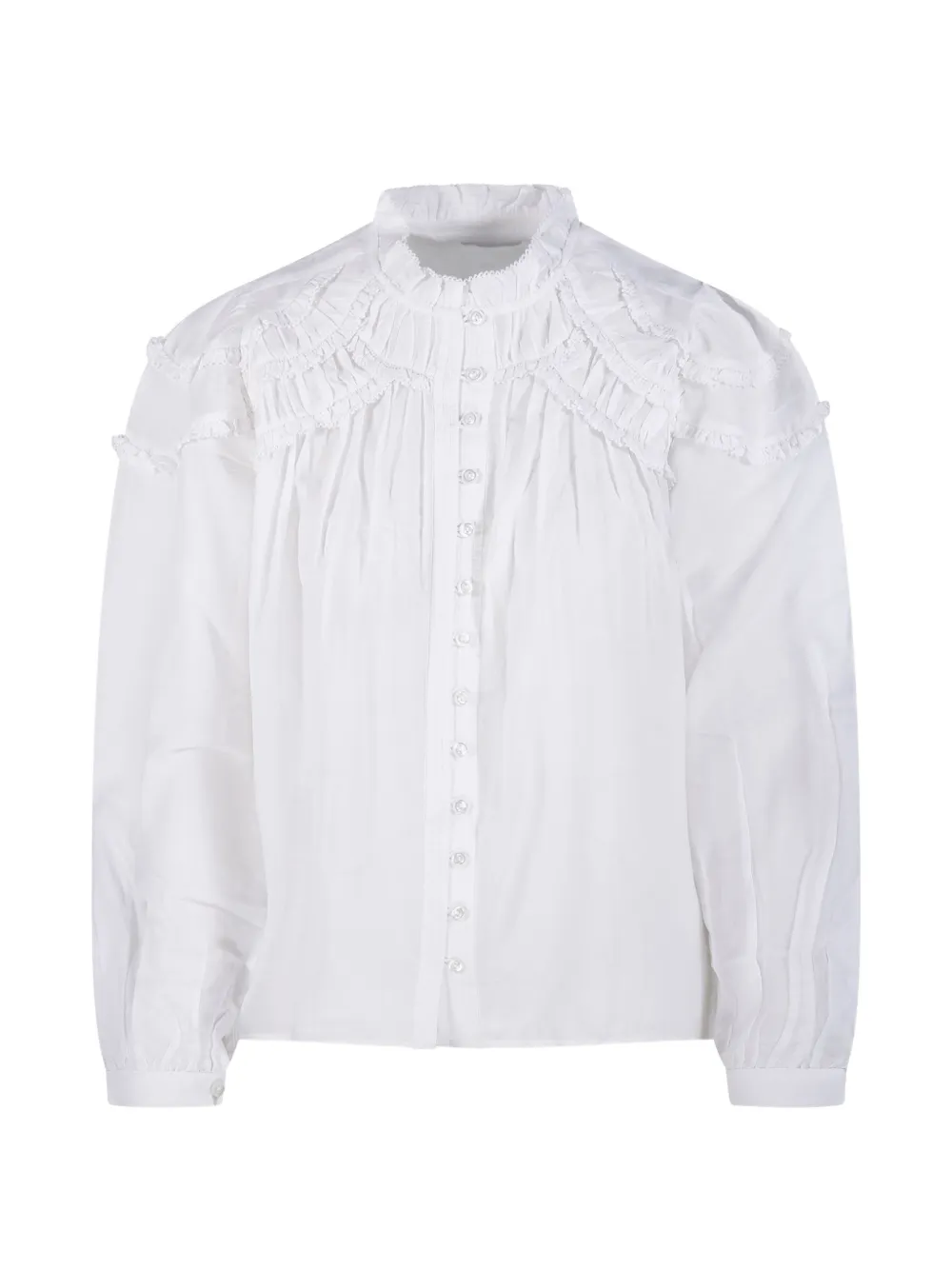 MARANT ÉTOILE Christa ruffled high-neck blouse - Bianco