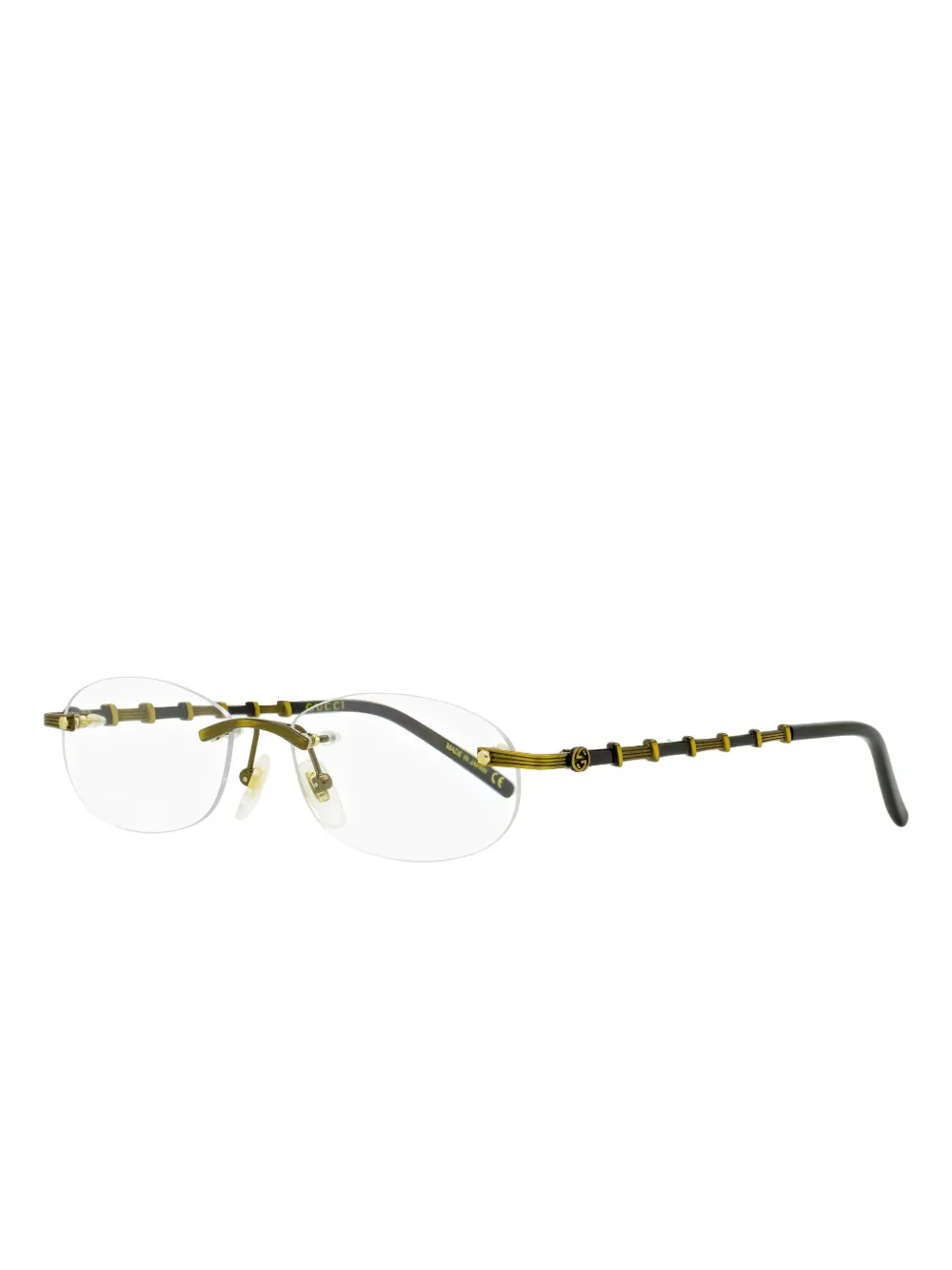 Gucci Eyewear bamboo-detail rimless glasses Goud