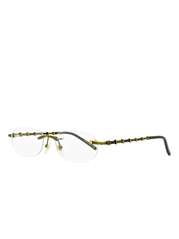 Gucci Eyewear bamboo-detail Rimless Glasses | Gold | FARFETCH