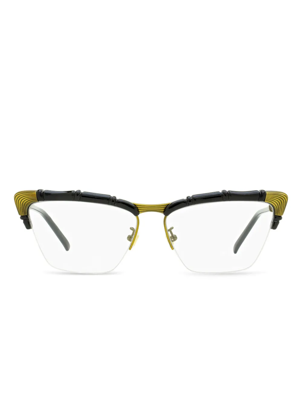 Gucci Eyewear bamboo-detail cat-eye glasses - ブラック Gucci Eyewear bamboo-detail cat-eye glasses - ブラック
