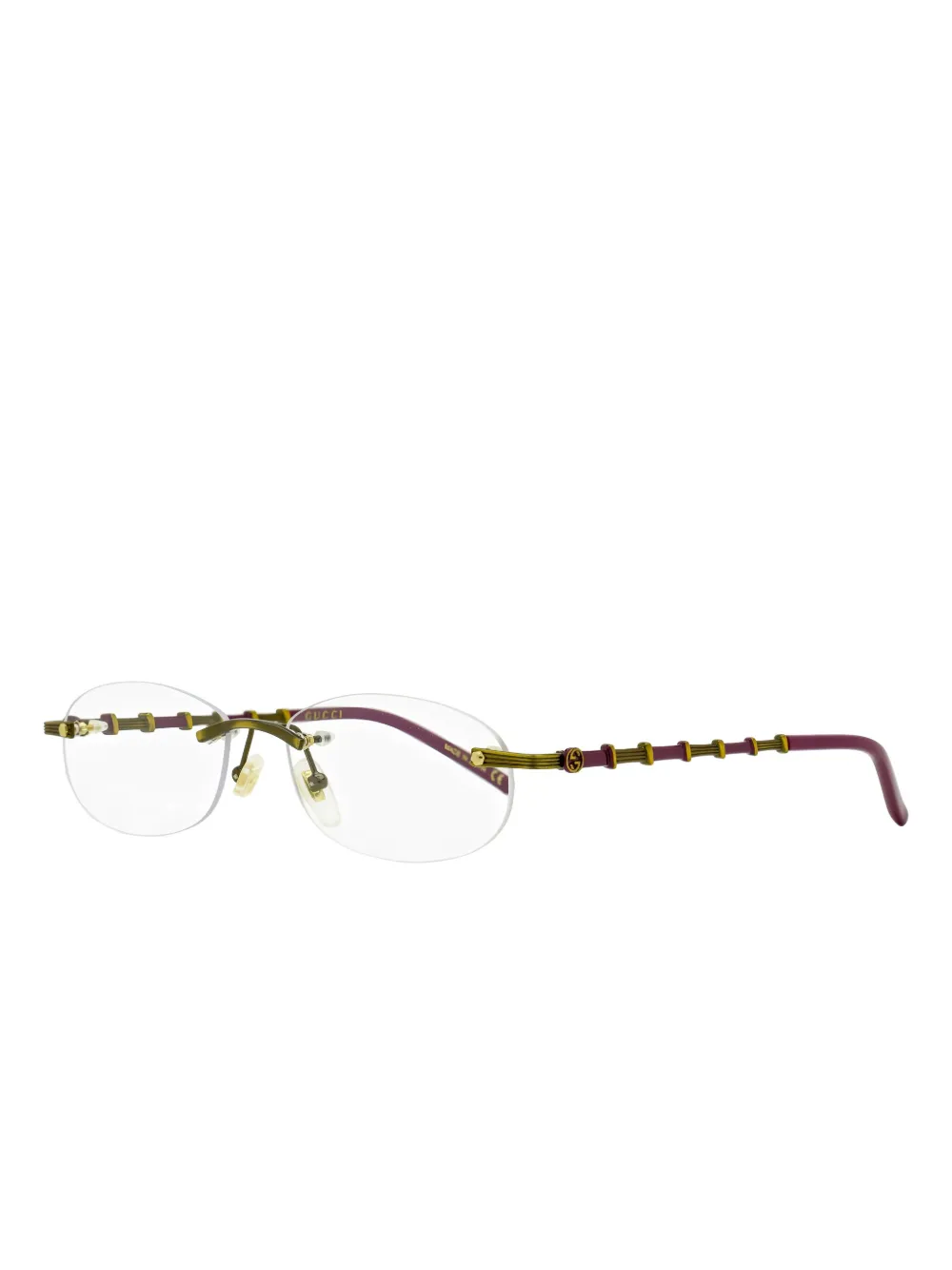 Gucci Eyewear bamboo-detail rimless glasses Goud