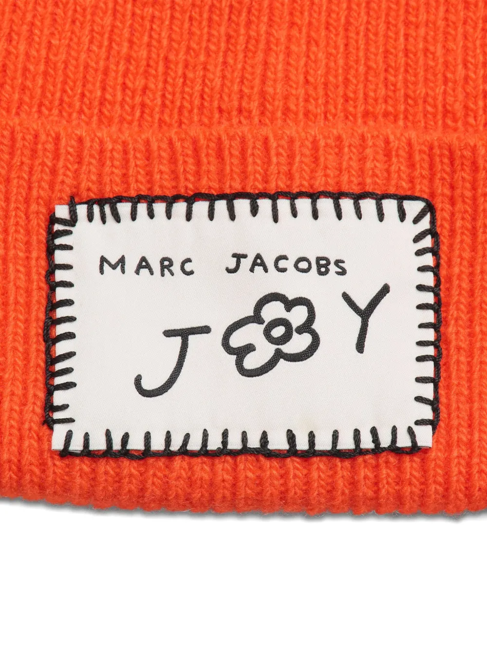 Marc Jacobs The Joy Ribbed Logo Beanie Hat In Orange