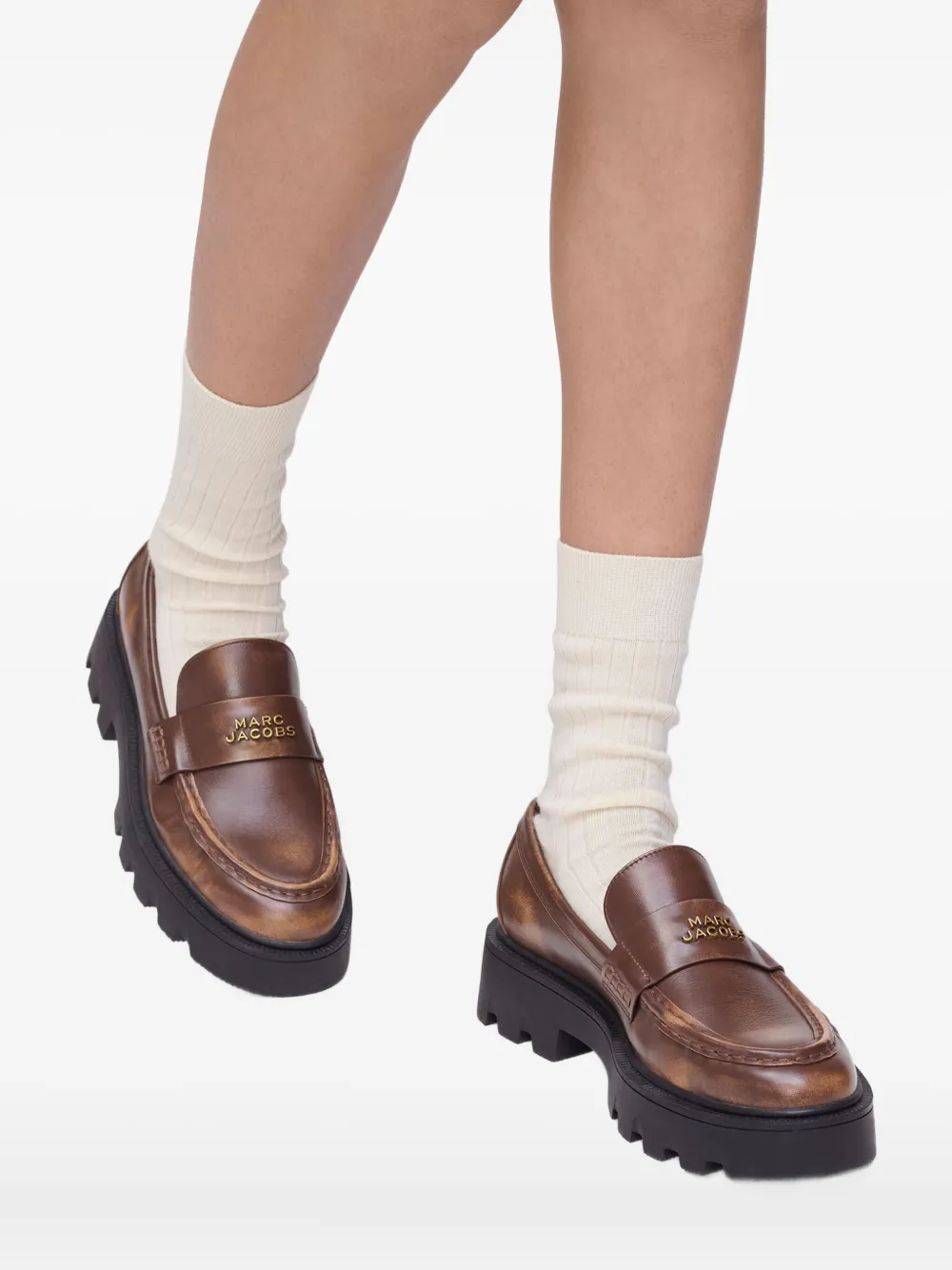 Marc Jacobs logo-plaque chunky loafers Brown