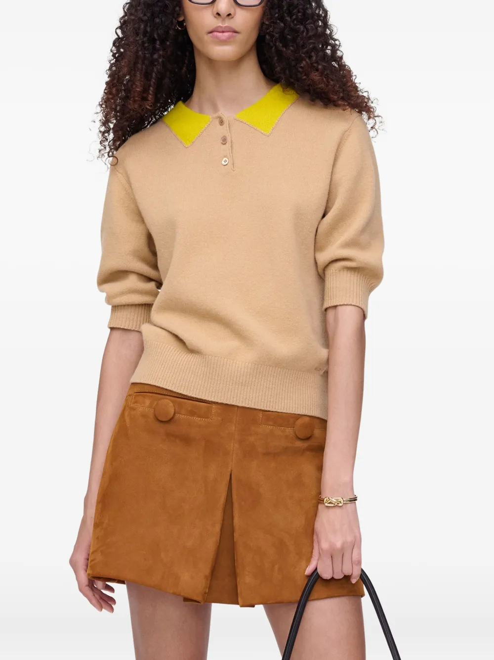 Marc Jacobs Wollen poloshirt met contrasterende kraag Bruin