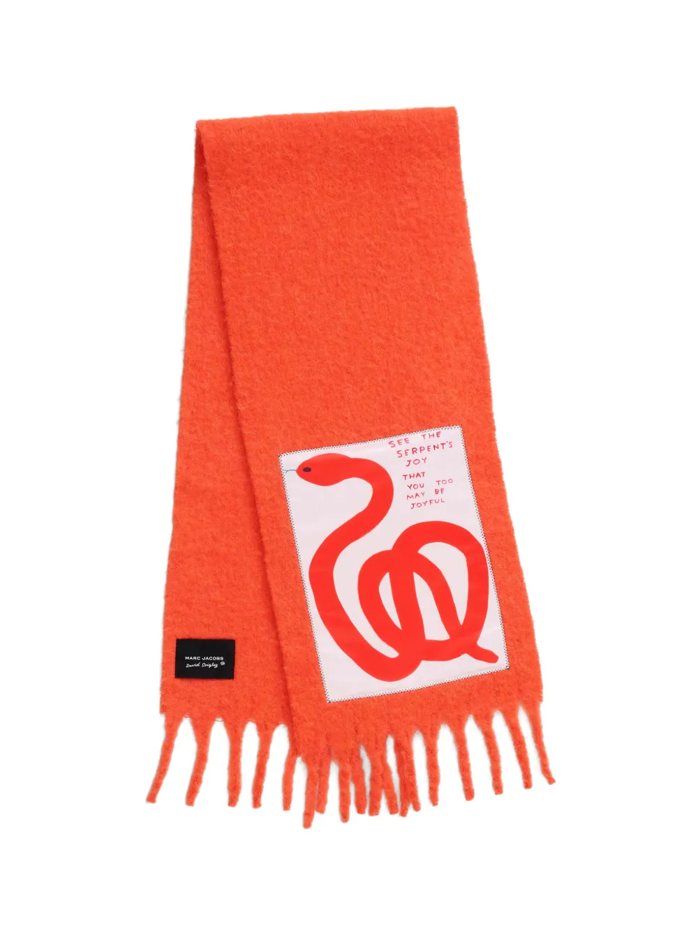 Marc Jacobs Sjaal met slangenprint en franje - Oranje