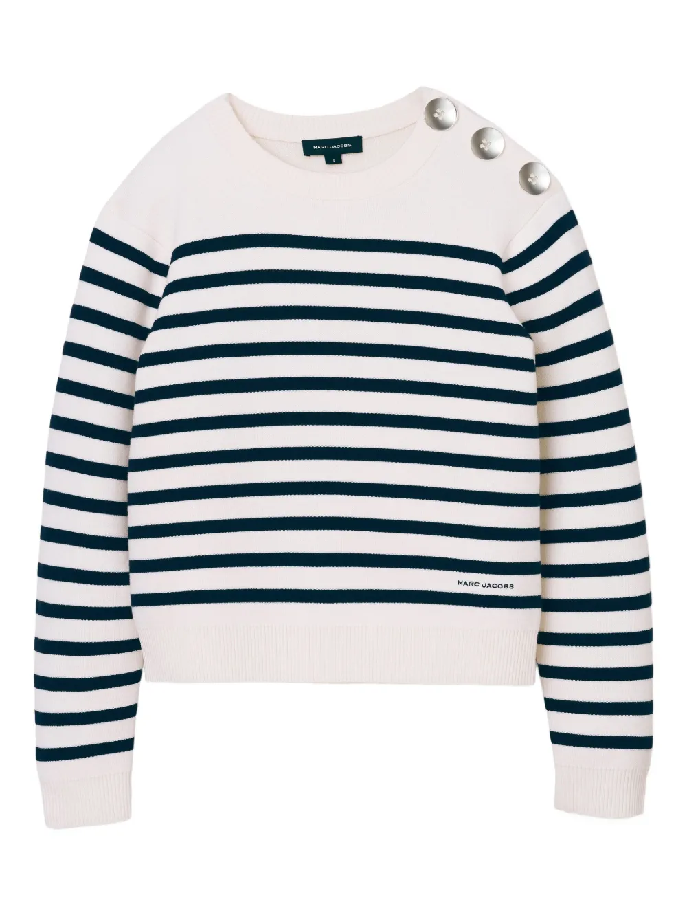 Marc Jacobs Breton Stripe Button-detailed Sweater In Multi