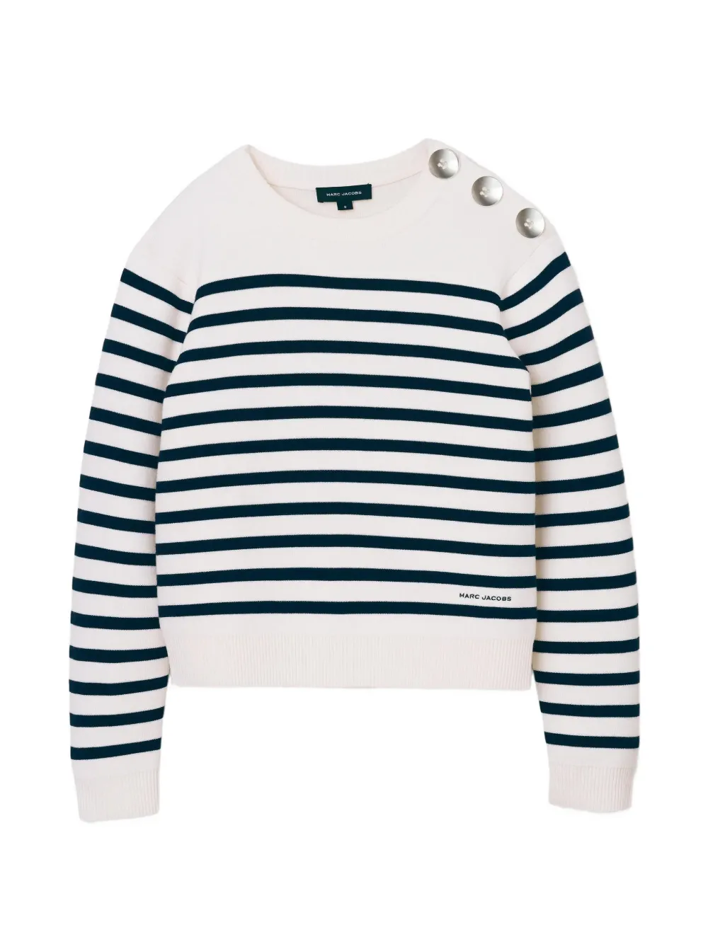 Marc Jacobs Breton stripe button-detailed sweater - Bianco