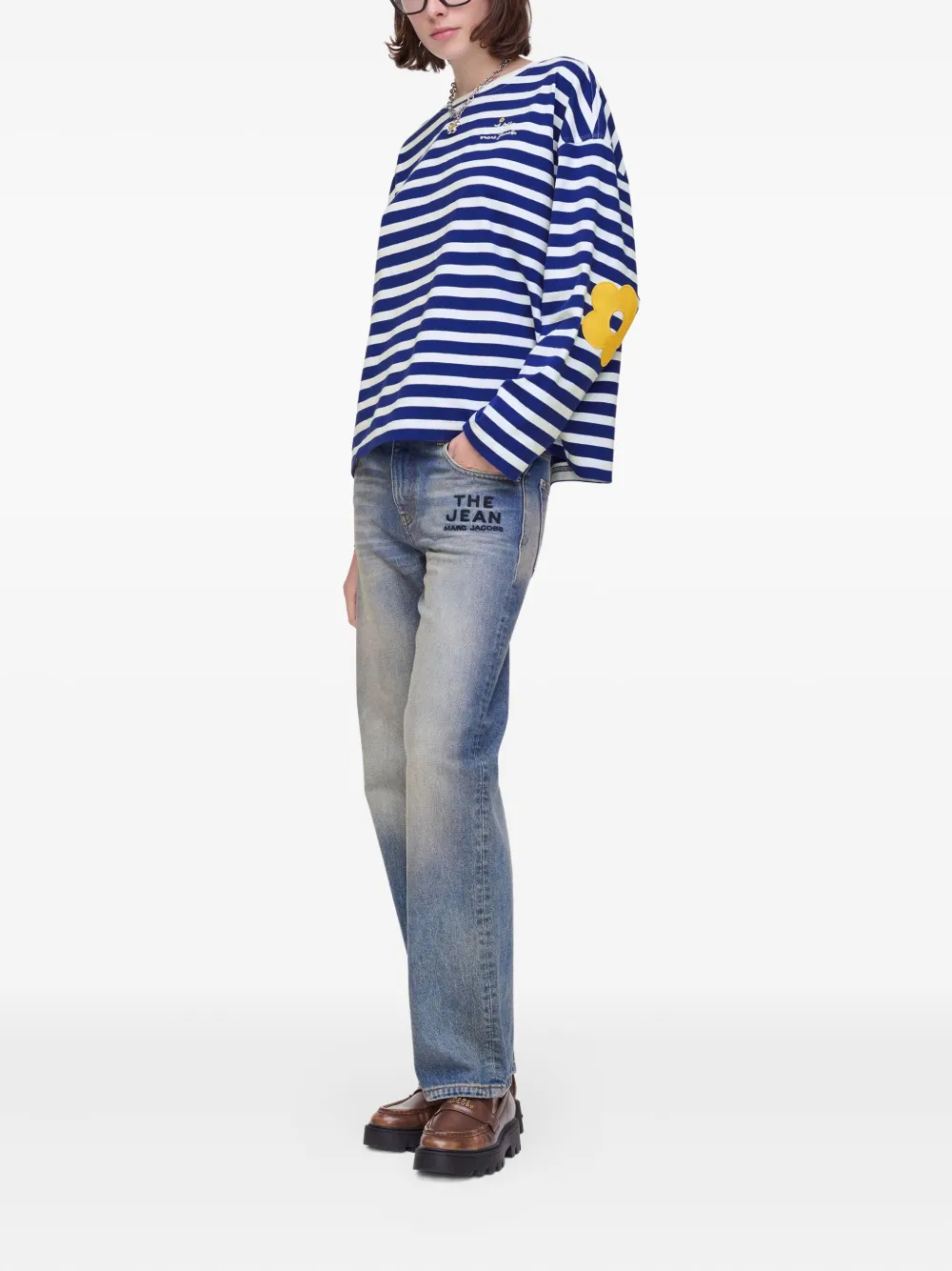 Marc Jacobs striped flower-patch top - Blauw