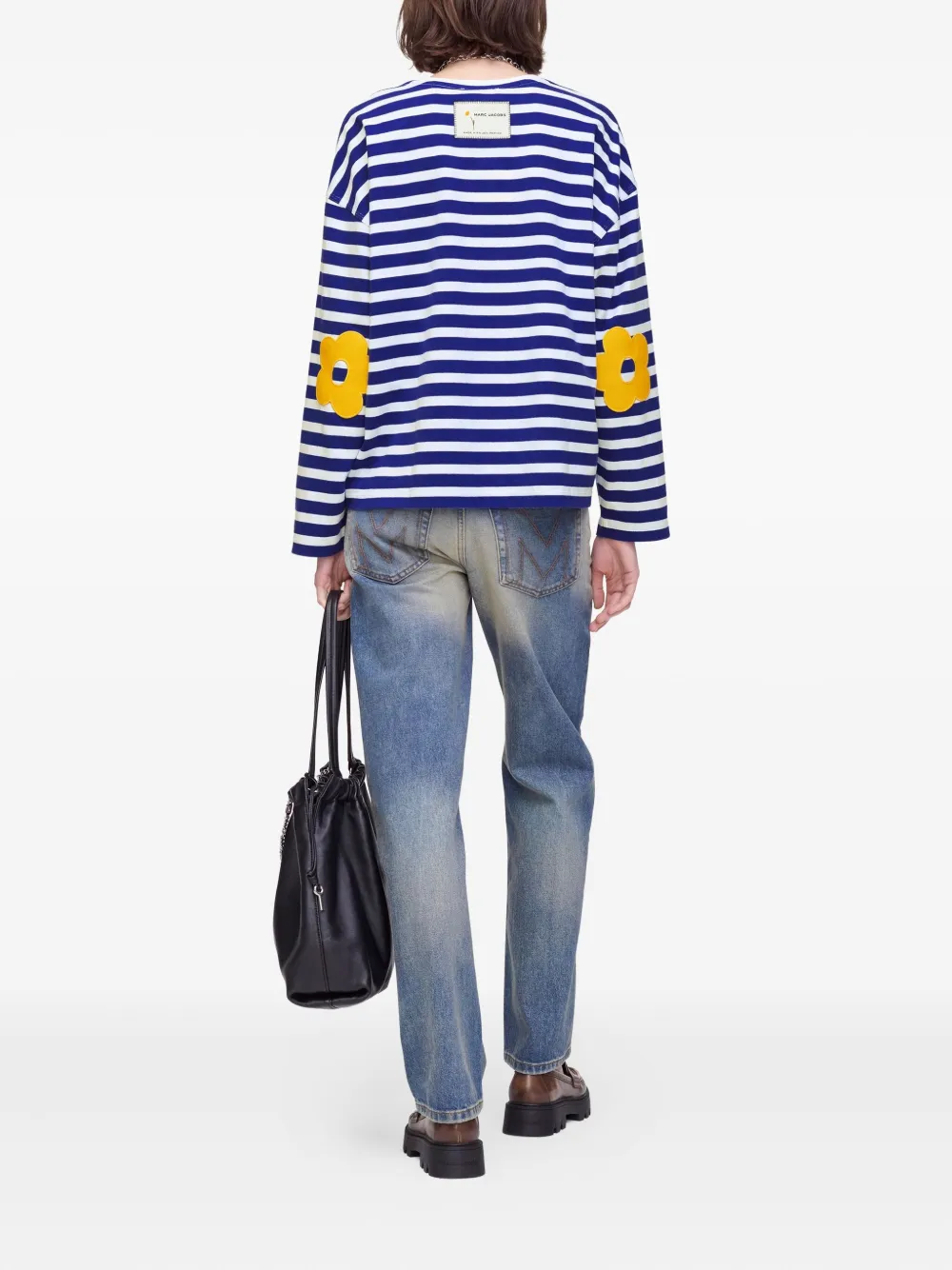 Marc Jacobs Gestreepte top met bloempatch Blauw