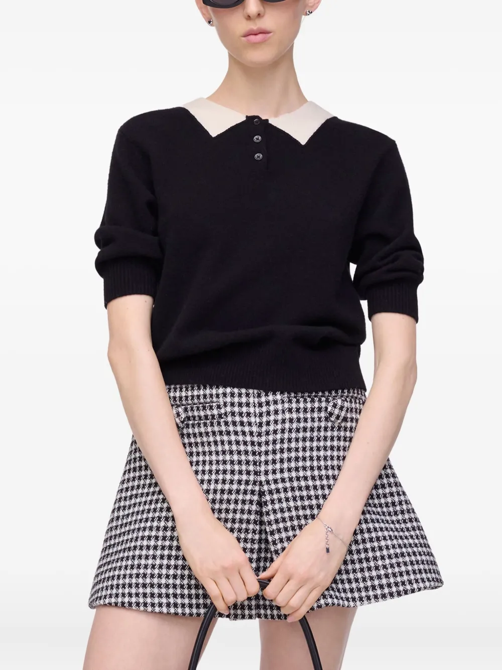 Marc Jacobs Wollen top met contrasterende kraag Zwart