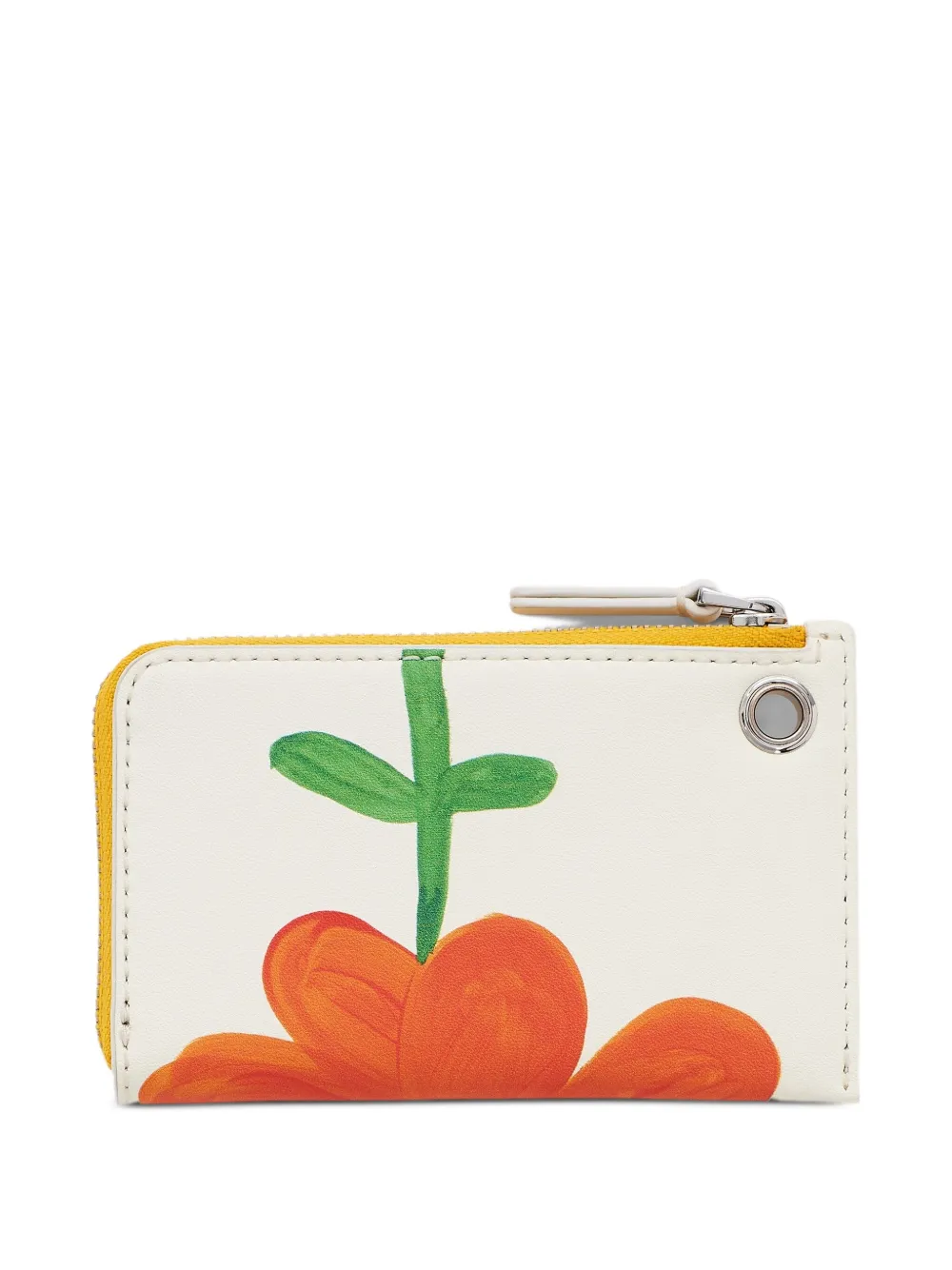 Marc Jacobs Flower-print Zip-around Bag Charm In White