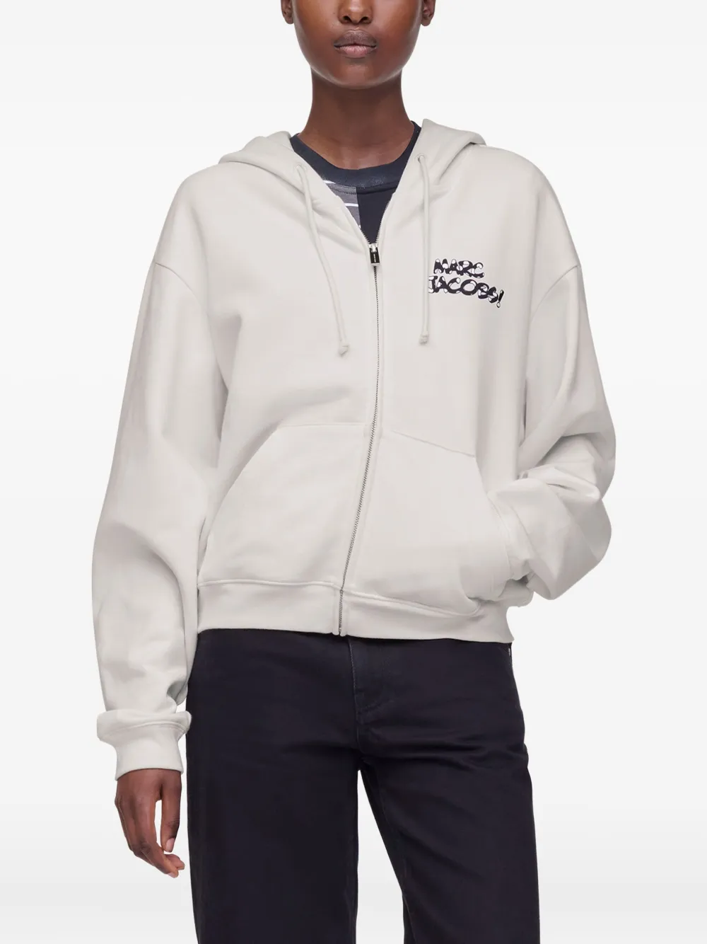Marc Jacobs Dice-print Zip-up Hoodie In White