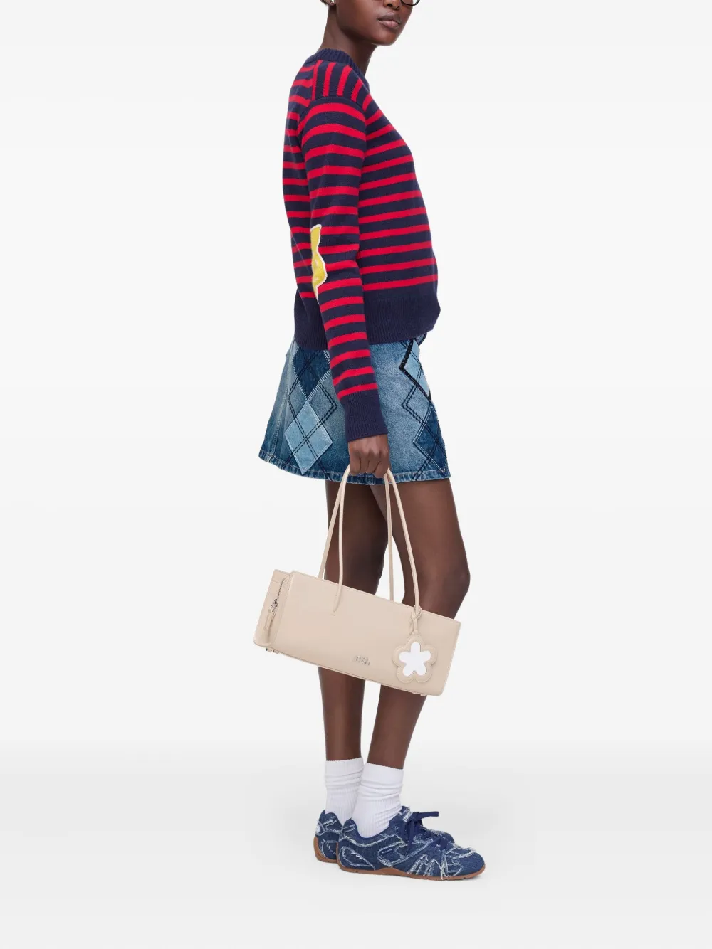 Marc Jacobs Gestreepte trui verfraaid met bloemen Rood