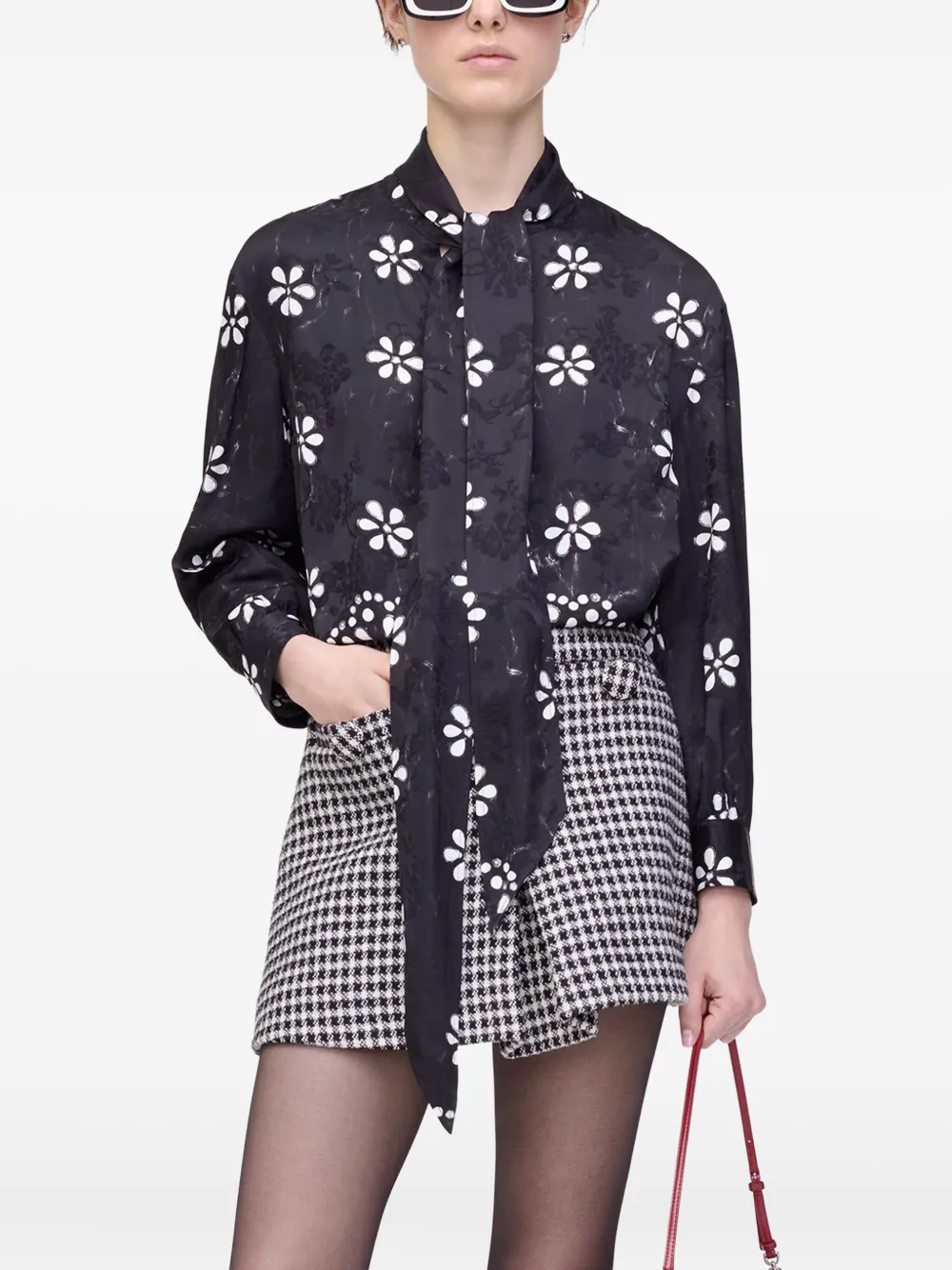 Marc Jacobs Blouse met strik met ringlets Zwart