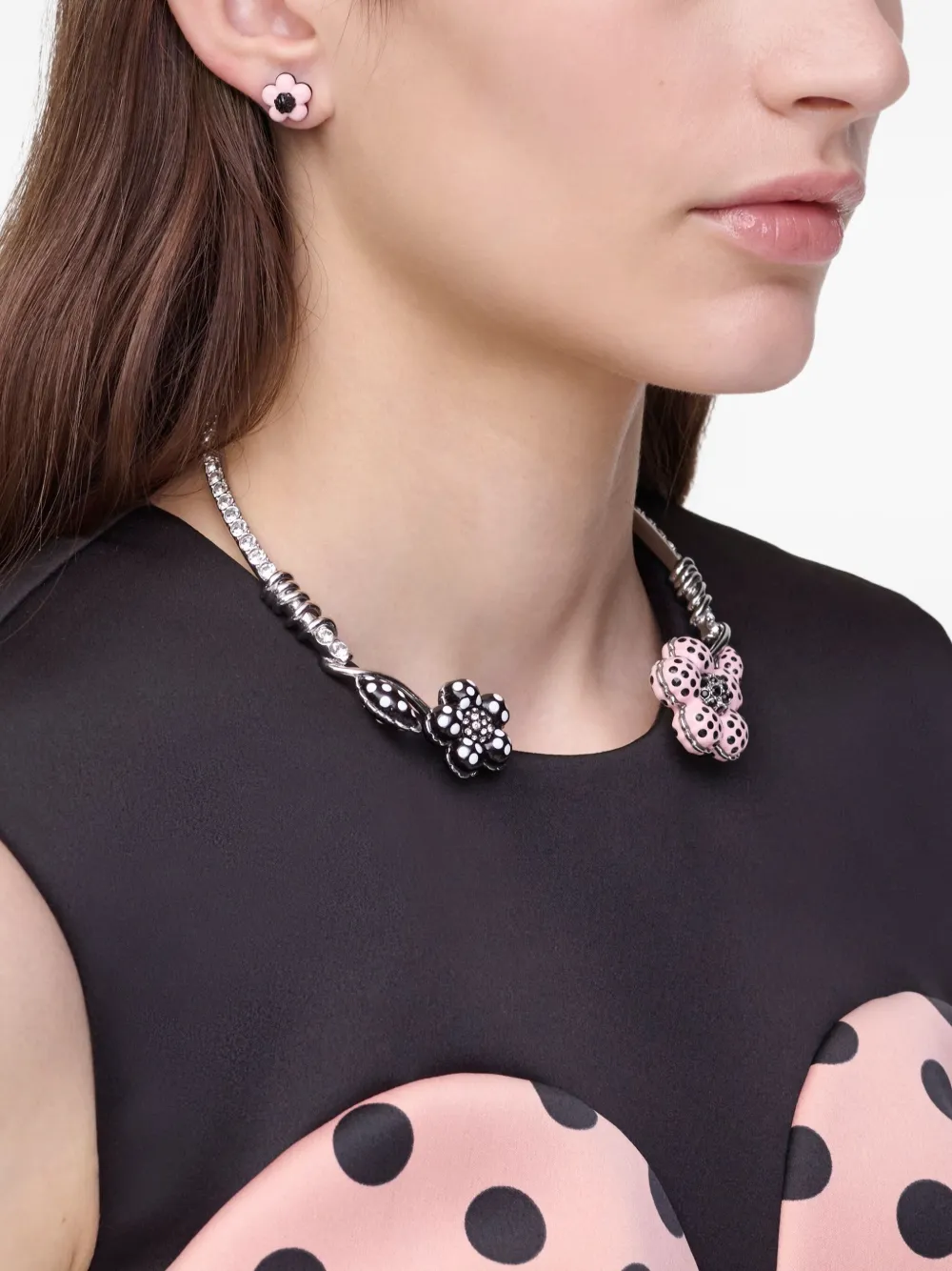 Marc Jacobs Crystal-embellished Flower Necklace In Multi