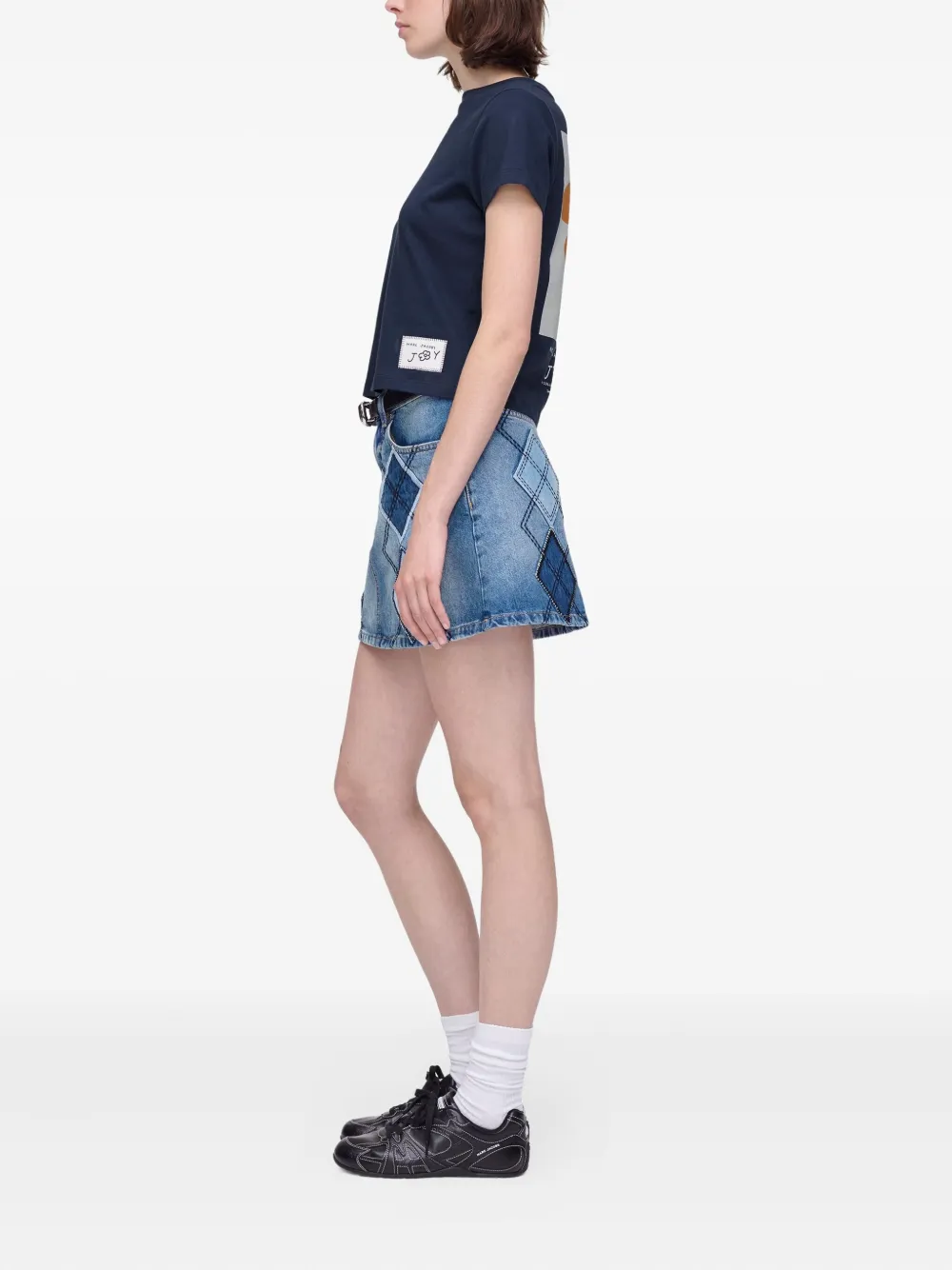 Marc Jacobs Flower-print Cotton T-shirt In Blue