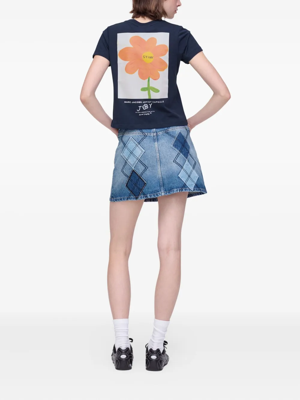 Marc Jacobs Flower-print Cotton T-shirt In Blue