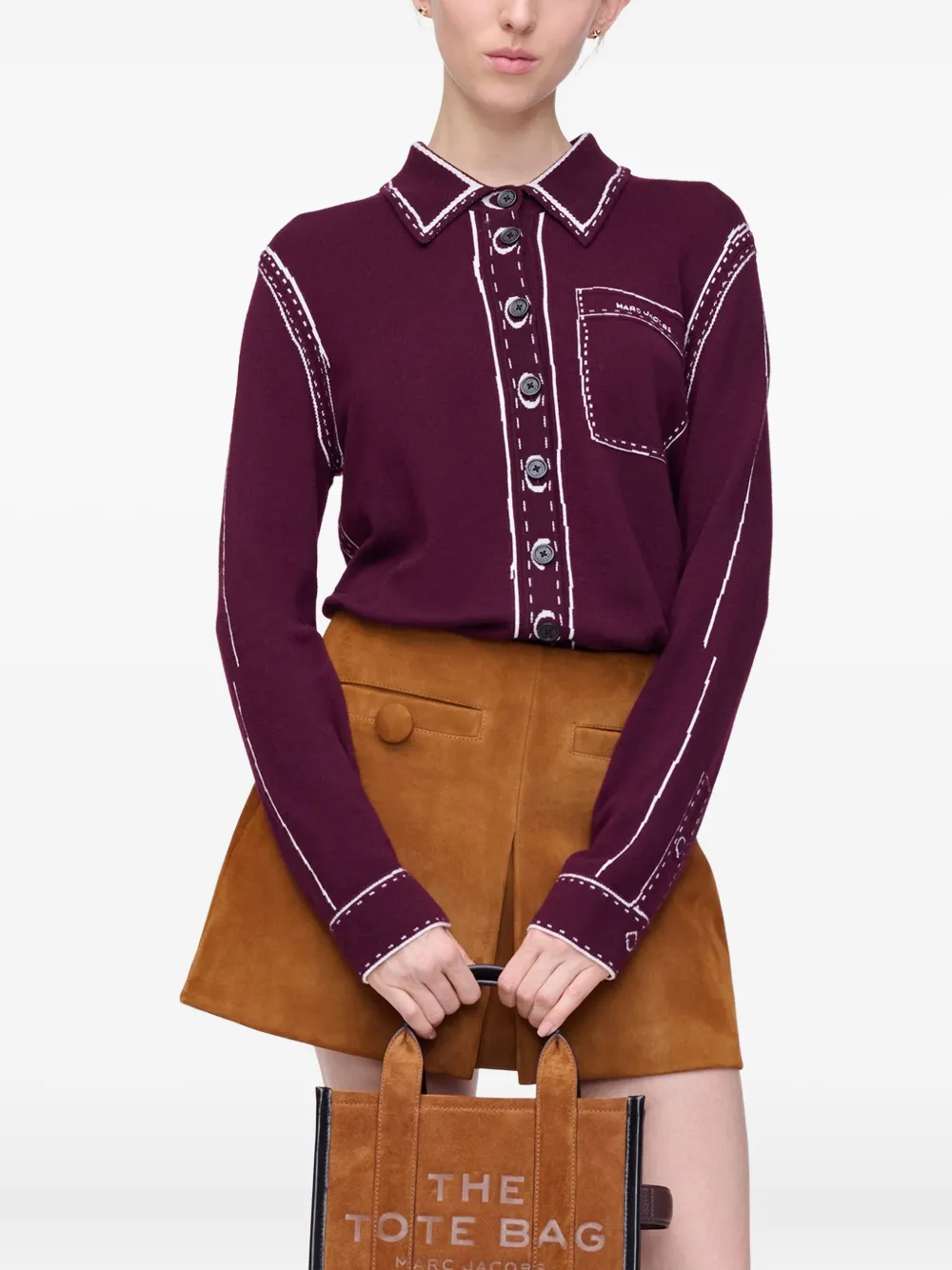 Marc Jacobs Button-down Knitted Top In Purple