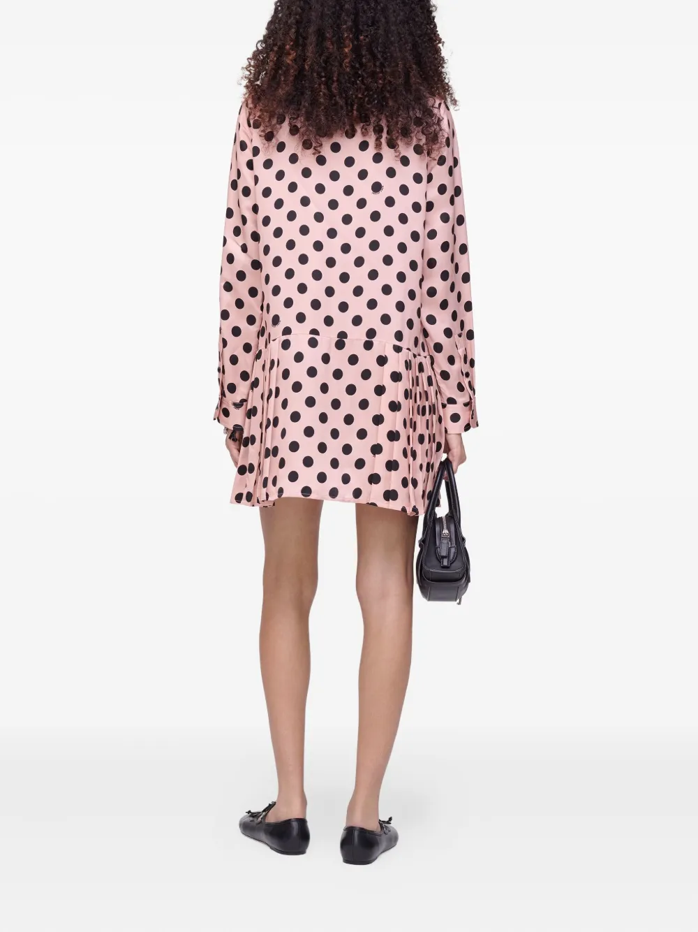 Marc Jacobs Polka-dot Pattern Pleated Mini Dress In Pink