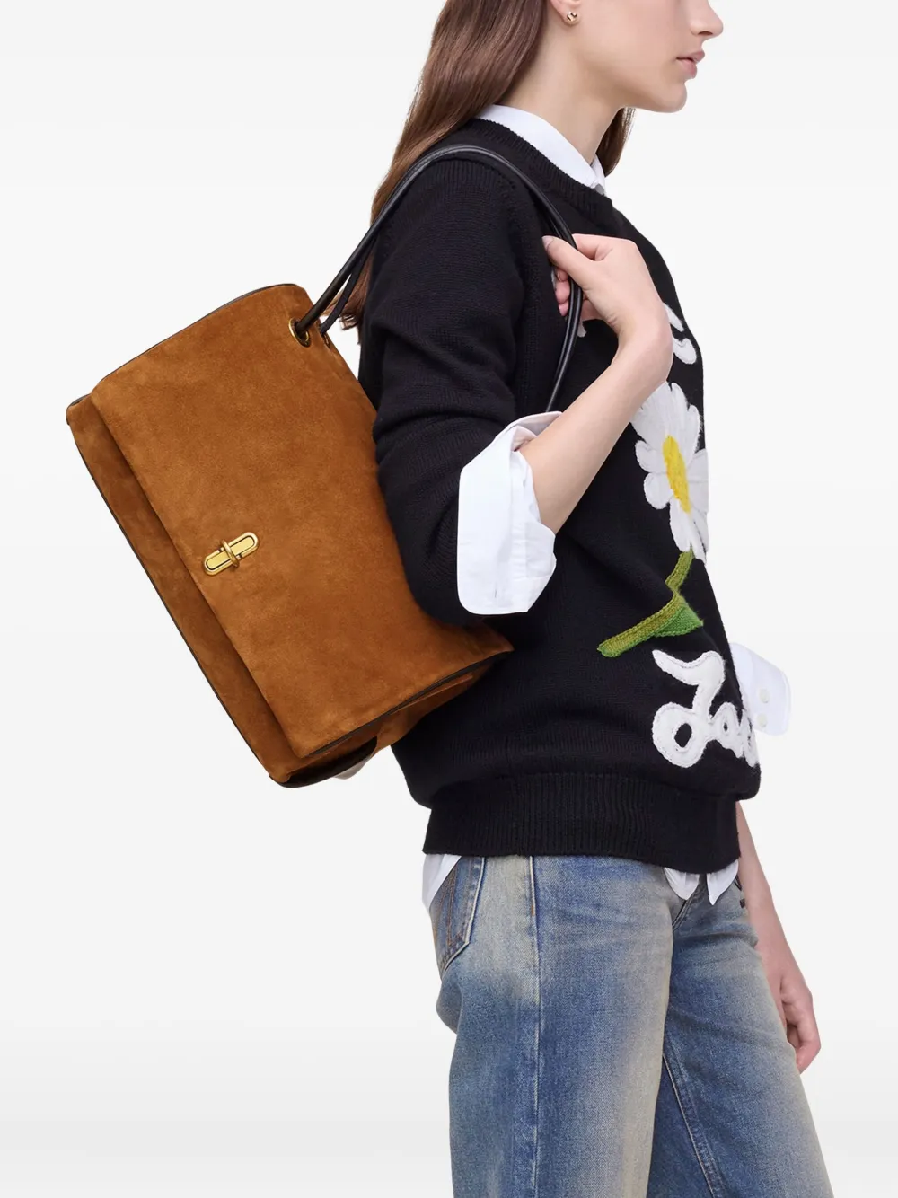 Marc Jacobs medium suede shoulder bag - Bruin