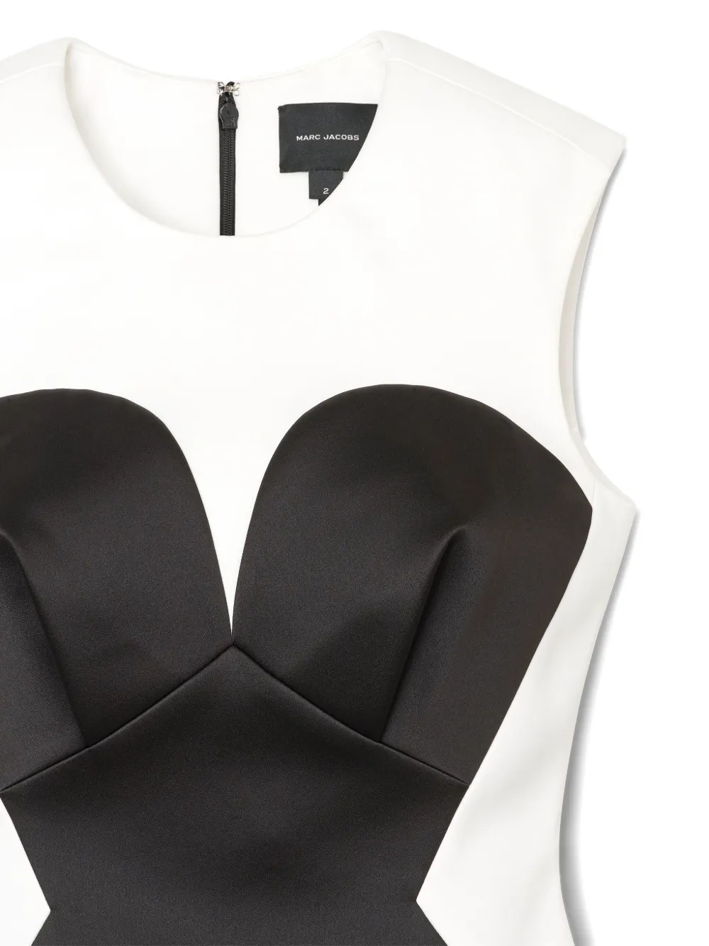 Marc Jacobs Seamed Satin Mini Dress In White