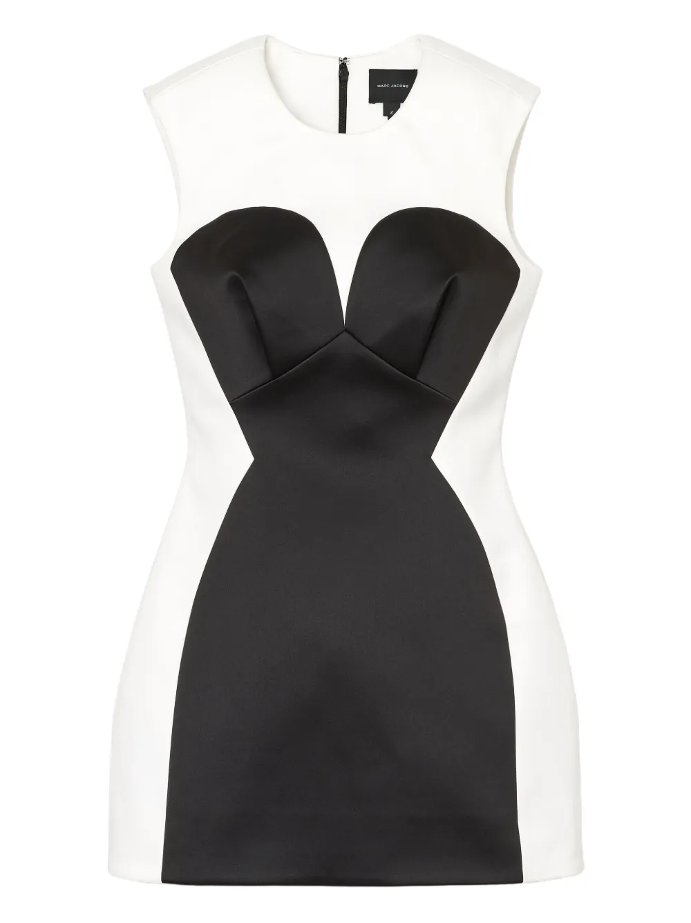 Marc Jacobs Seamed Satin Mini Dress In White