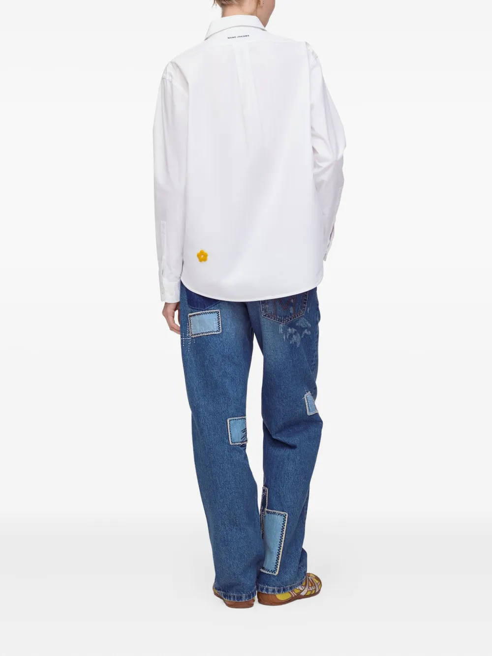 Marc Jacobs Katoenen T-shirt met bloemenpatch Wit