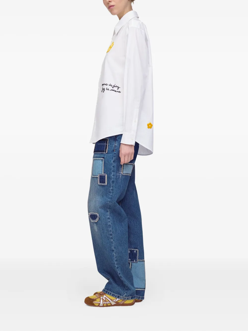 Marc Jacobs Katoenen T-shirt met bloemenpatch Wit