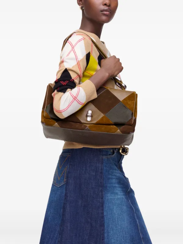 Marc Jacobs Large The Suede Patchwork Dual Shoulder Bag | Brown