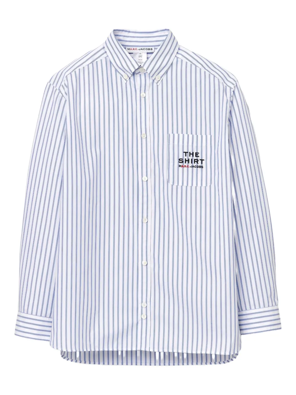 Marc Jacobs Striped-cotton Pocket-embroidered Shirt In Blue