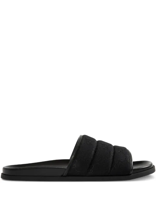 Gucci GG-pattern Padded Slide Sandals Black FARFETCH JO