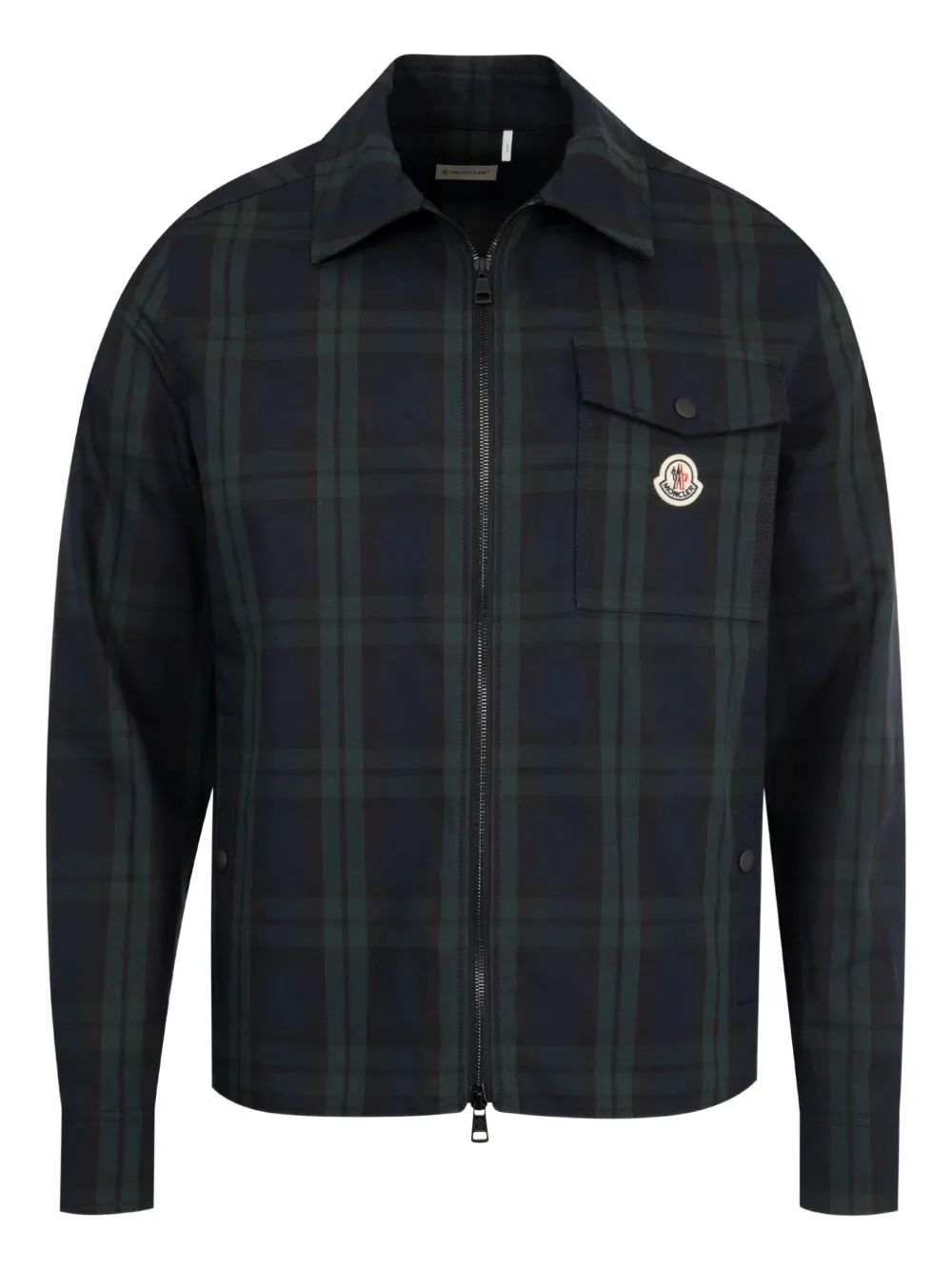Moncler plaid zip-up shirt jacket Blauw