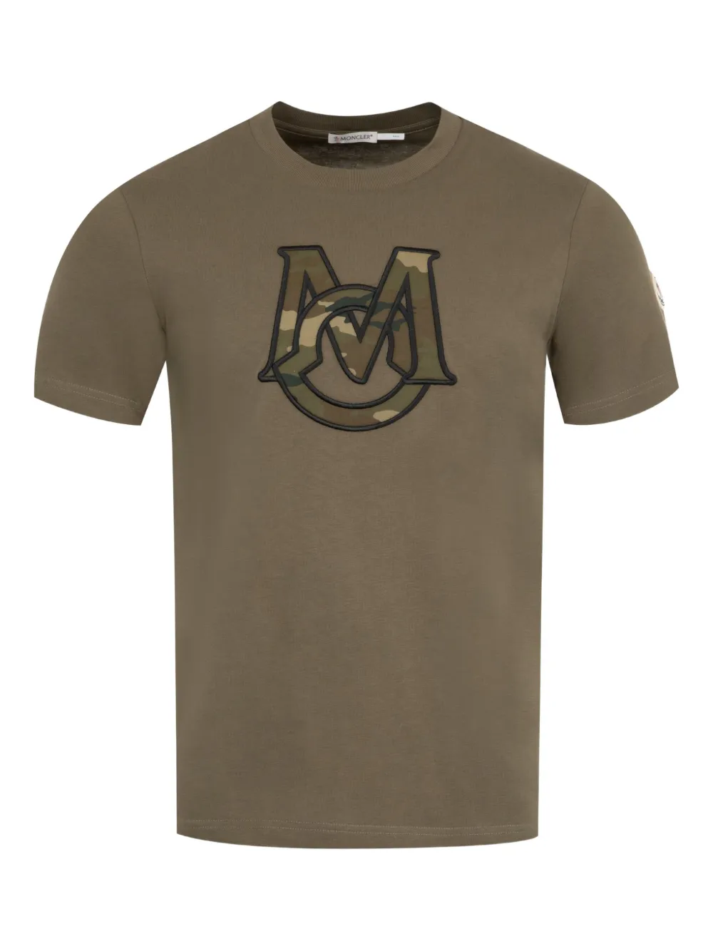 Moncler Katoenen T-shirt met geborduurd logo Bruin